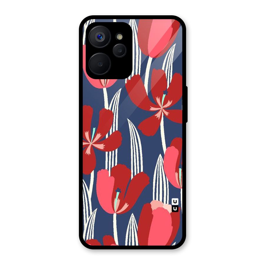 Artistic Tulips Glass Back Case for Realme 9i 5G