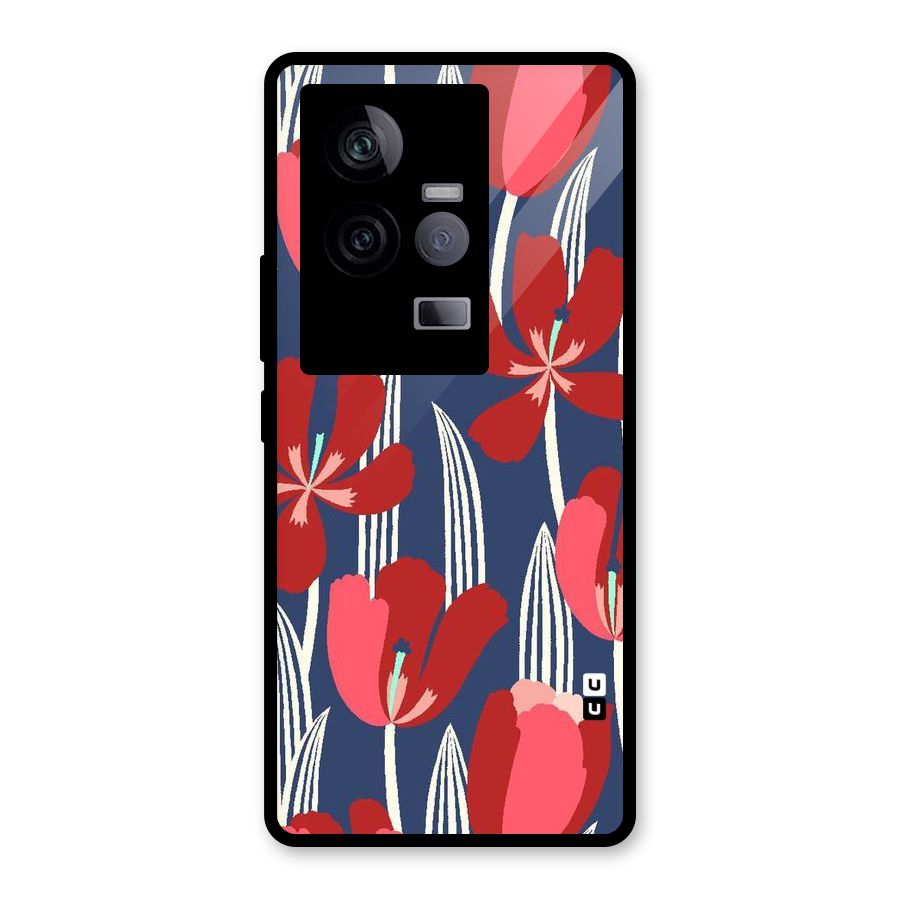 Artistic Tulips Glass Back Case for Vivo iQOO 11 5G
