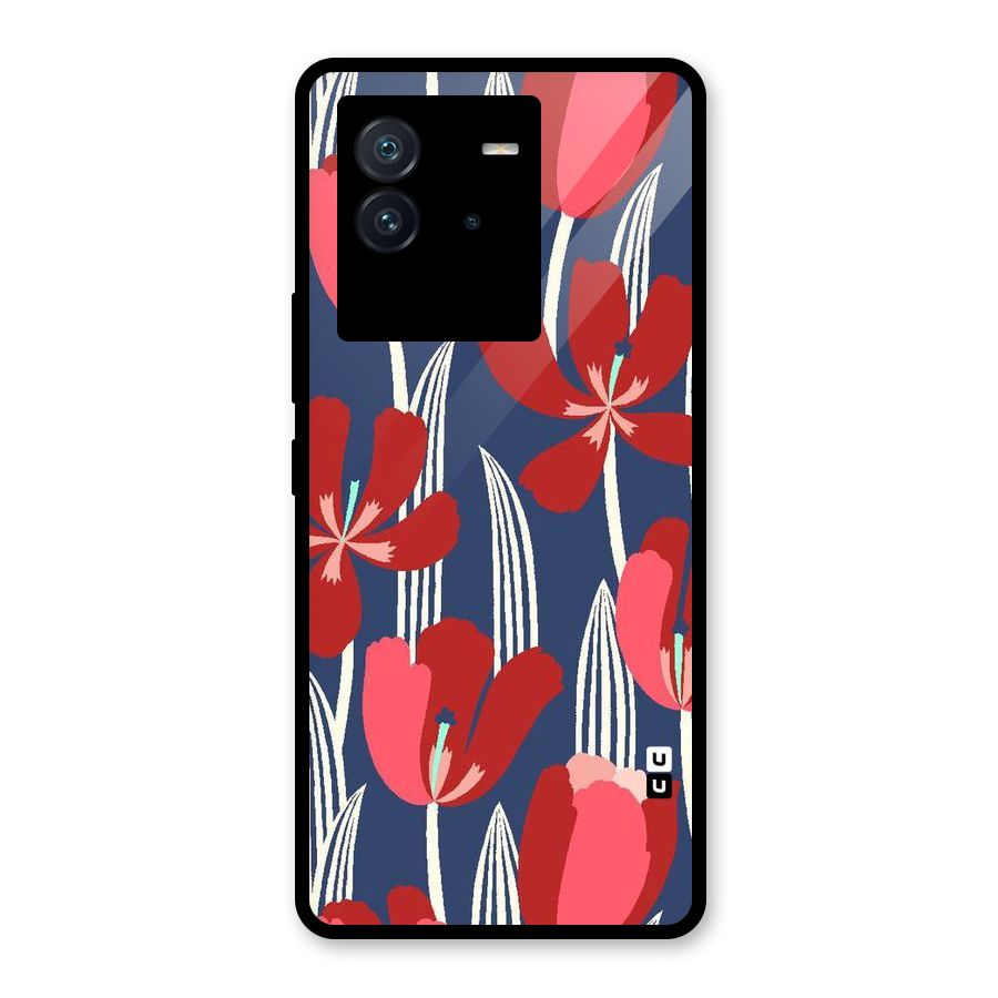 Artistic Tulips Glass Back Case for Vivo iQOO Neo 6 5G