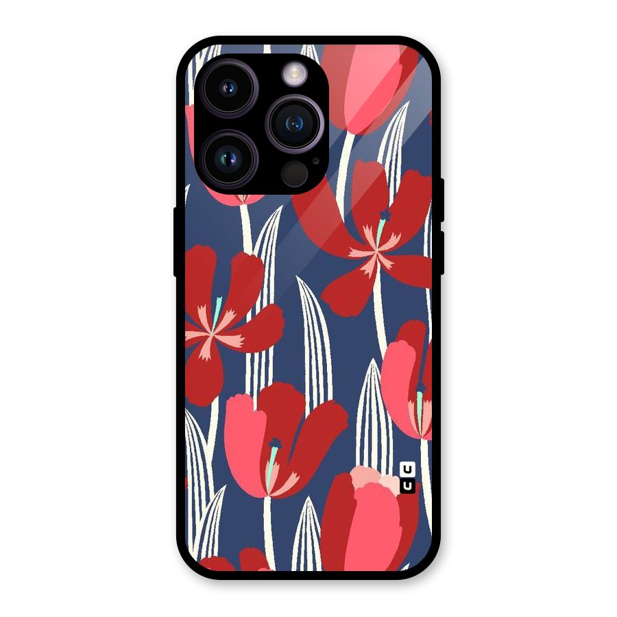 Artistic Tulips Glass Back Case for iPhone 14 Pro