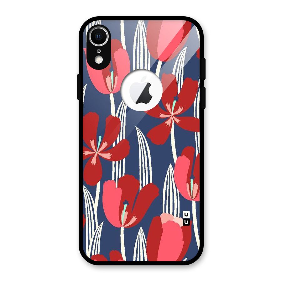 Artistic Tulips Glass Back Case for iPhone XR Logo Cut