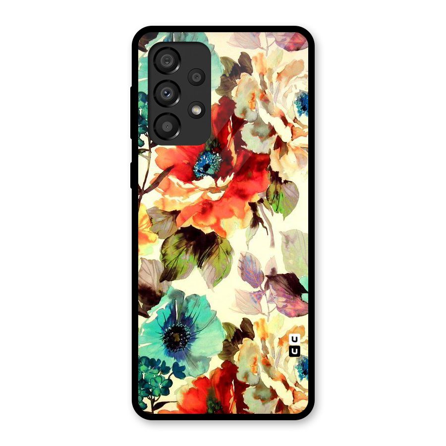 Artsy Bloom Flower Glass Back Case for Galaxy A33 5G