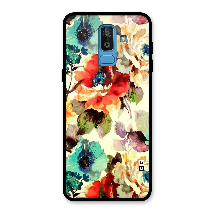 Artsy Bloom Flower Glass Back Case for Galaxy J8