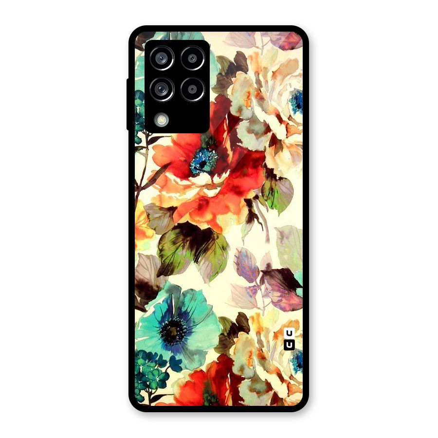 Artsy Bloom Flower Glass Back Case for Galaxy M53 5G