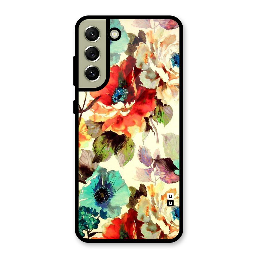 Artsy Bloom Flower Glass Back Case for Galaxy S21 FE 5G