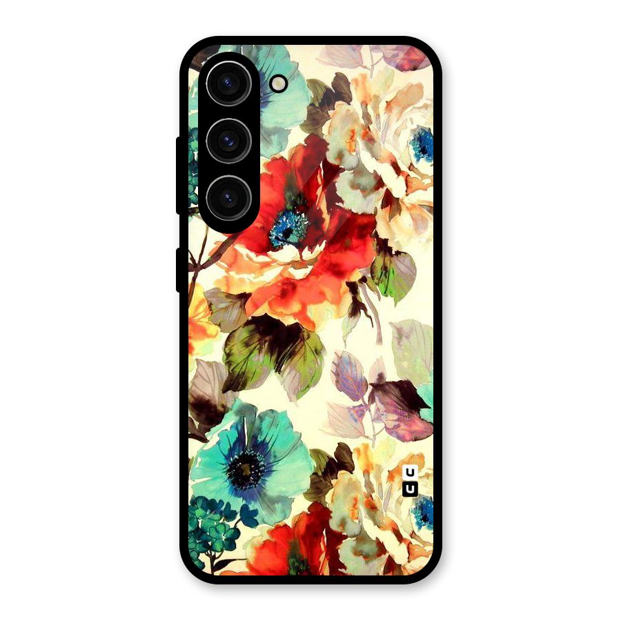 Artsy Bloom Flower Glass Back Case for Galaxy S23