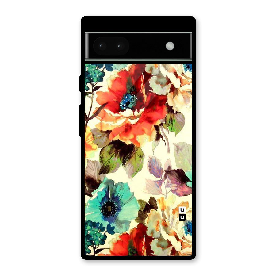 Artsy Bloom Flower Glass Back Case for Google Pixel 6a