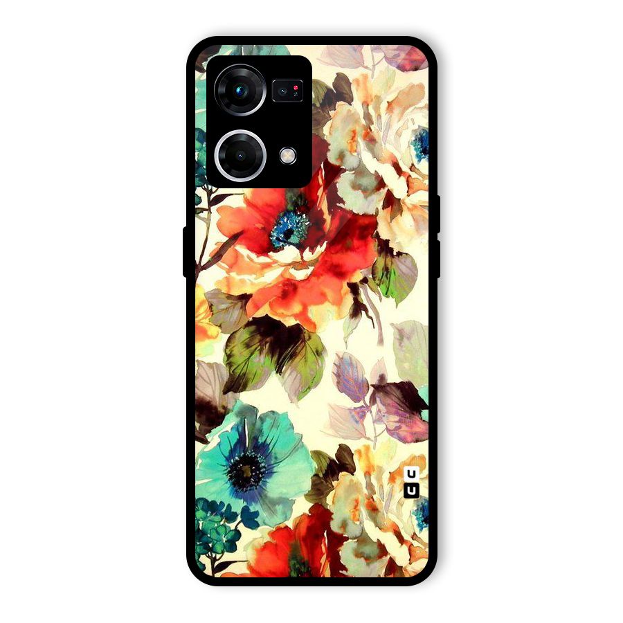 Artsy Bloom Flower Glass Back Case for Oppo F21s Pro 4G