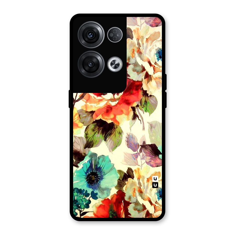 Artsy Bloom Flower Glass Back Case for Oppo Reno8 Pro 5G