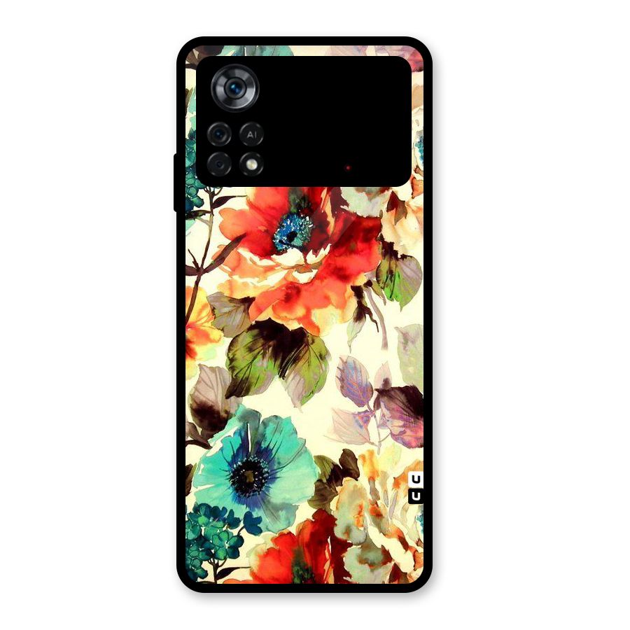 Artsy Bloom Flower Glass Back Case for Poco X4 Pro 5G