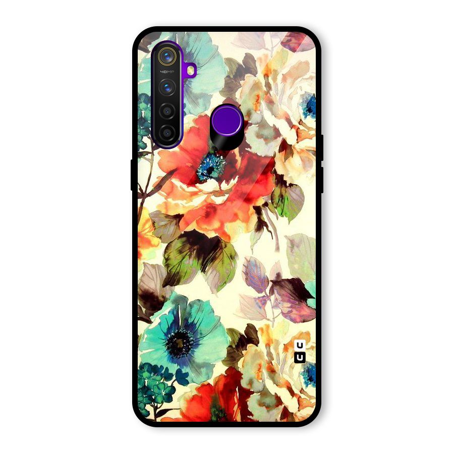 Artsy Bloom Flower Glass Back Case for Realme 5 Pro