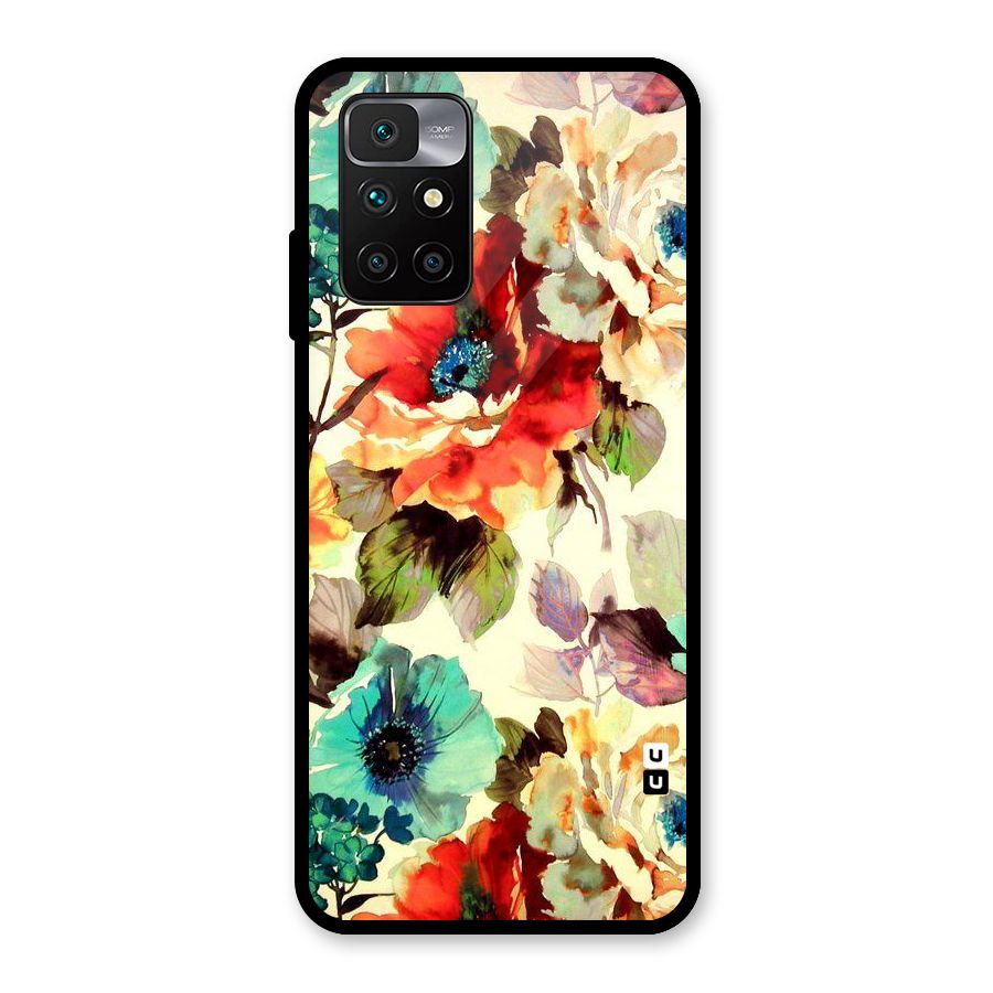 Artsy Bloom Flower Glass Back Case for Redmi 10 Prime