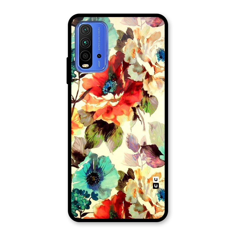 Artsy Bloom Flower Glass Back Case for Redmi 9 Power
