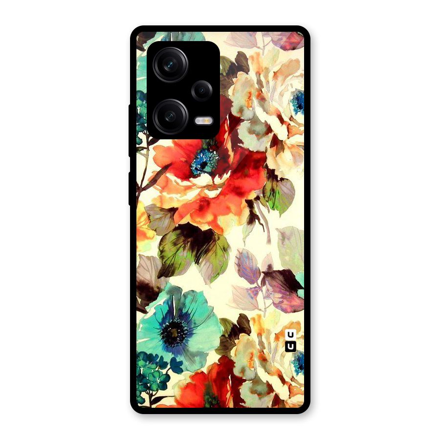 Artsy Bloom Flower Glass Back Case for Redmi Note 12 Pro
