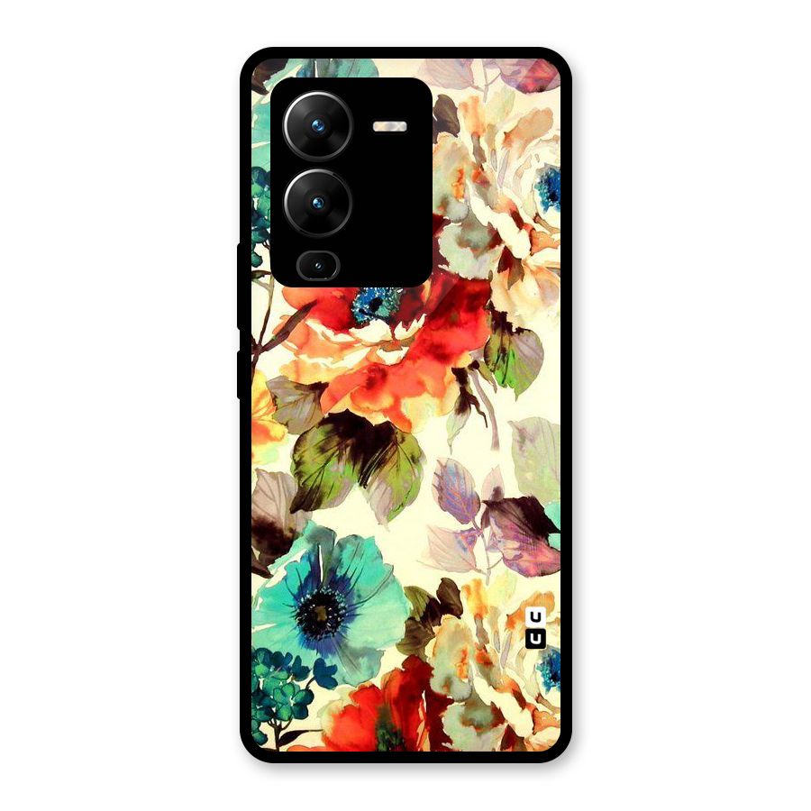 Artsy Bloom Flower Glass Back Case for Vivo V25 Pro