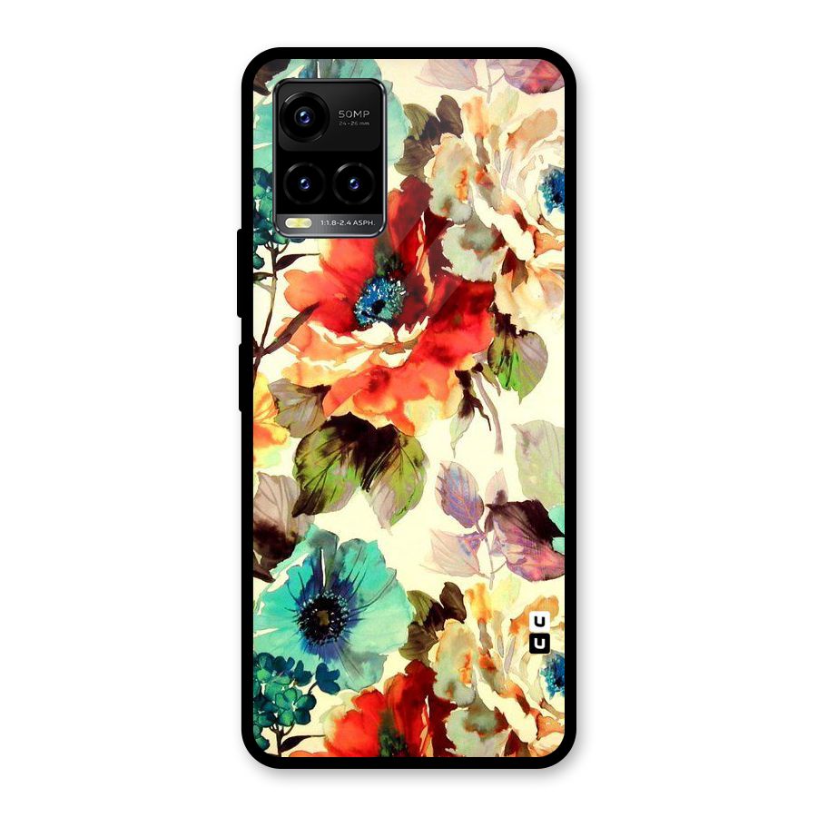 Artsy Bloom Flower Glass Back Case for Vivo Y21A
