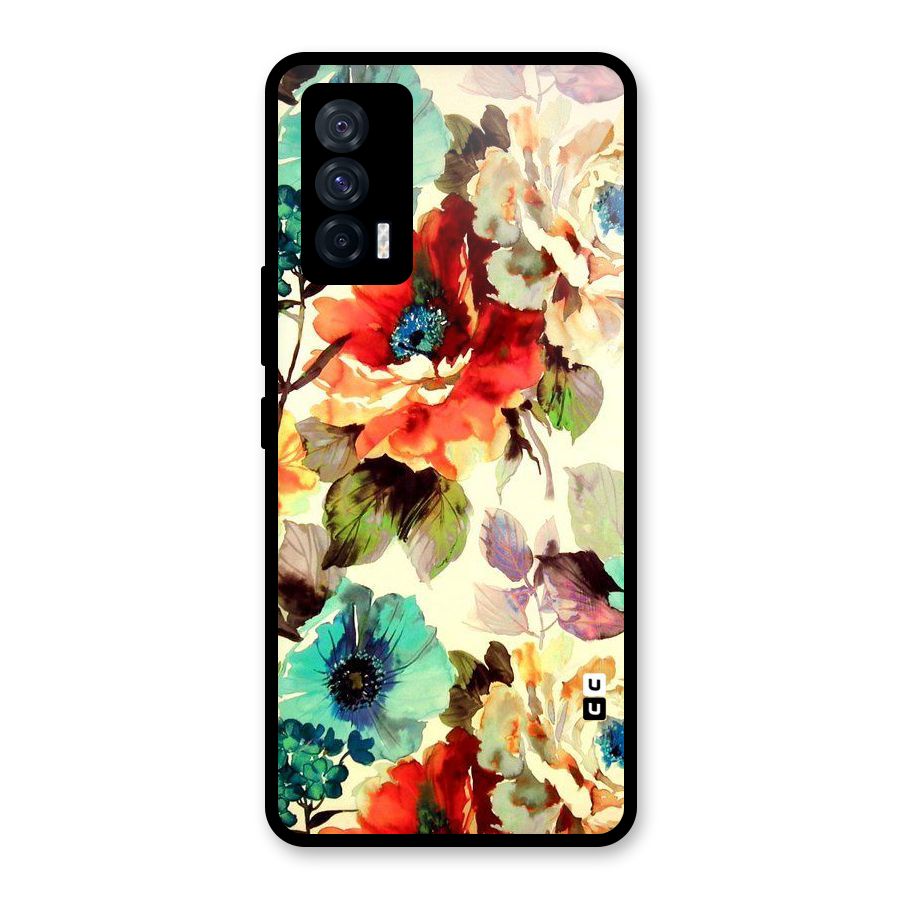 Artsy Bloom Flower Glass Back Case for Vivo iQOO 7 5G