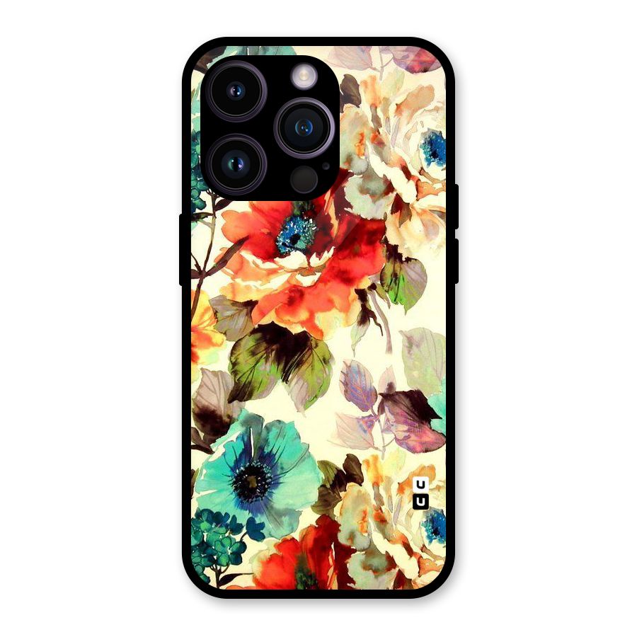 Artsy Bloom Flower Glass Back Case for iPhone 14 Pro