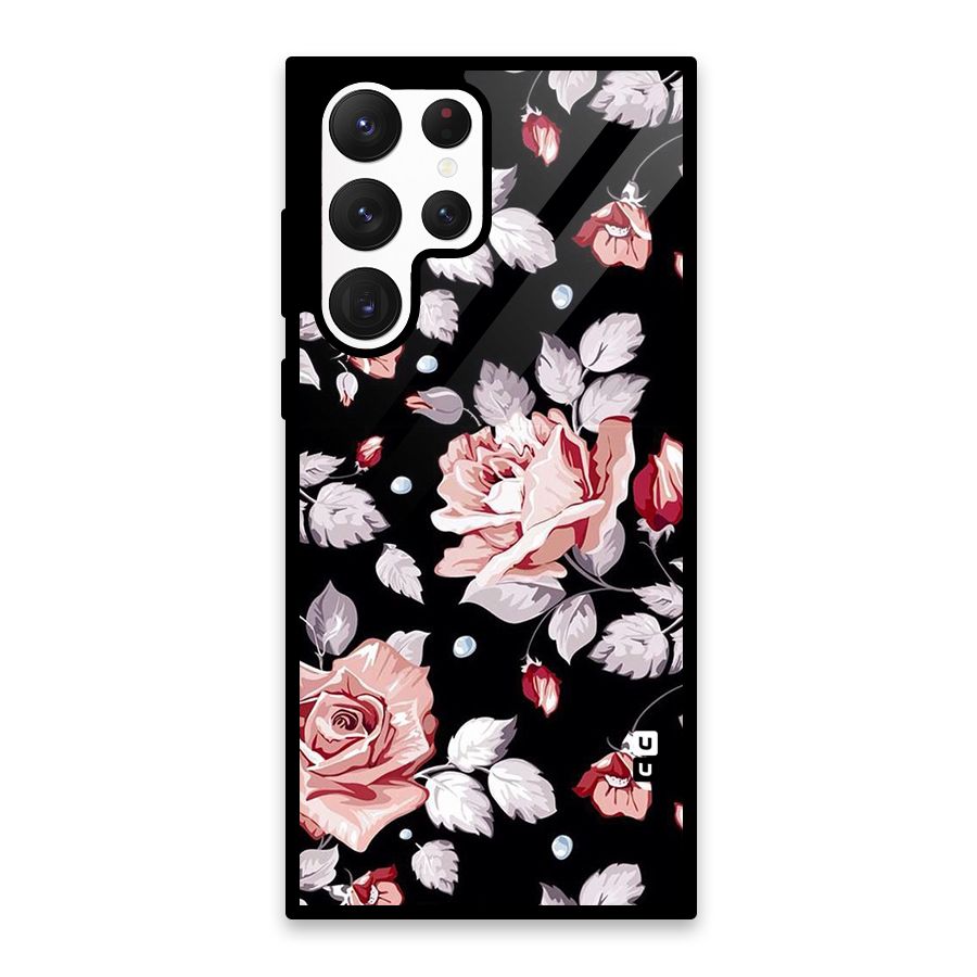 Artsy Floral Glass Back Case for Galaxy S22 Ultra 5G