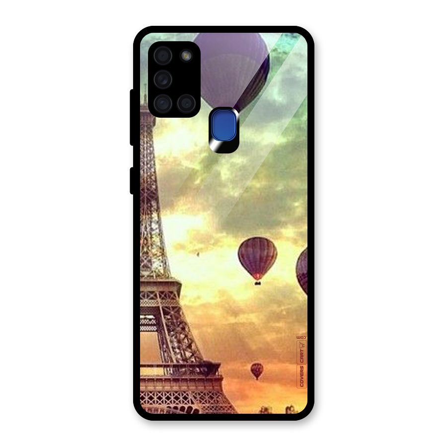 Artsy Hot Balloon And Tower Glass Back Case for Galaxy A21s