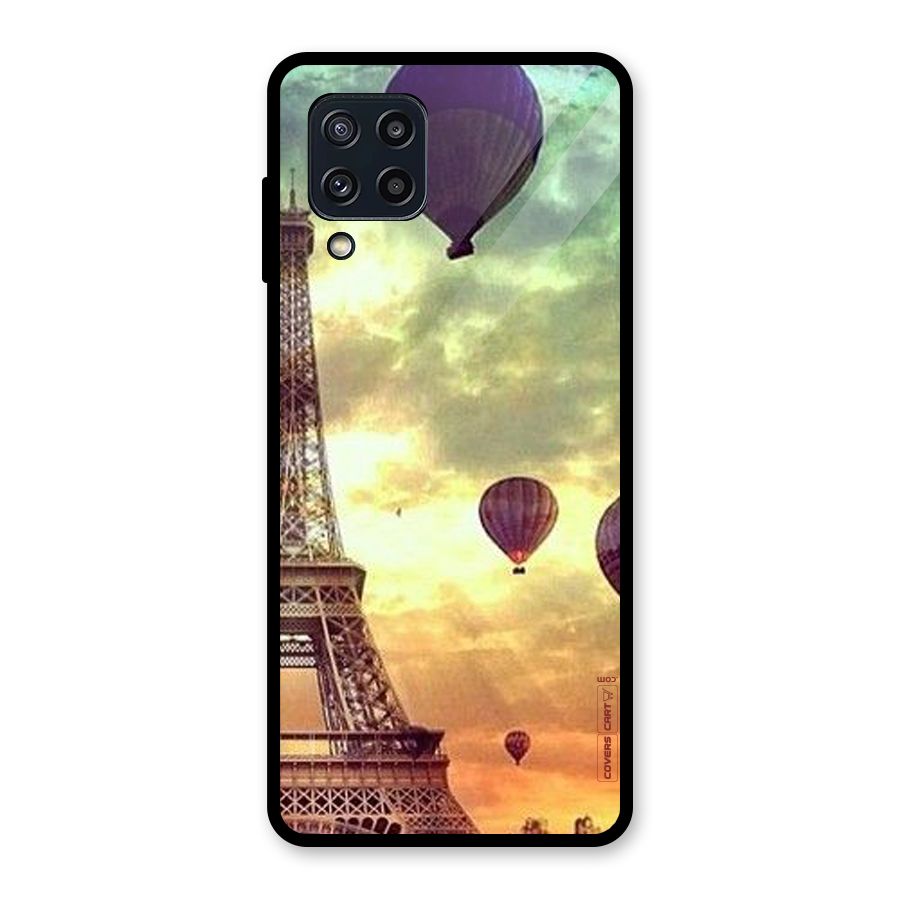 Artsy Hot Balloon And Tower Glass Back Case for Galaxy M32