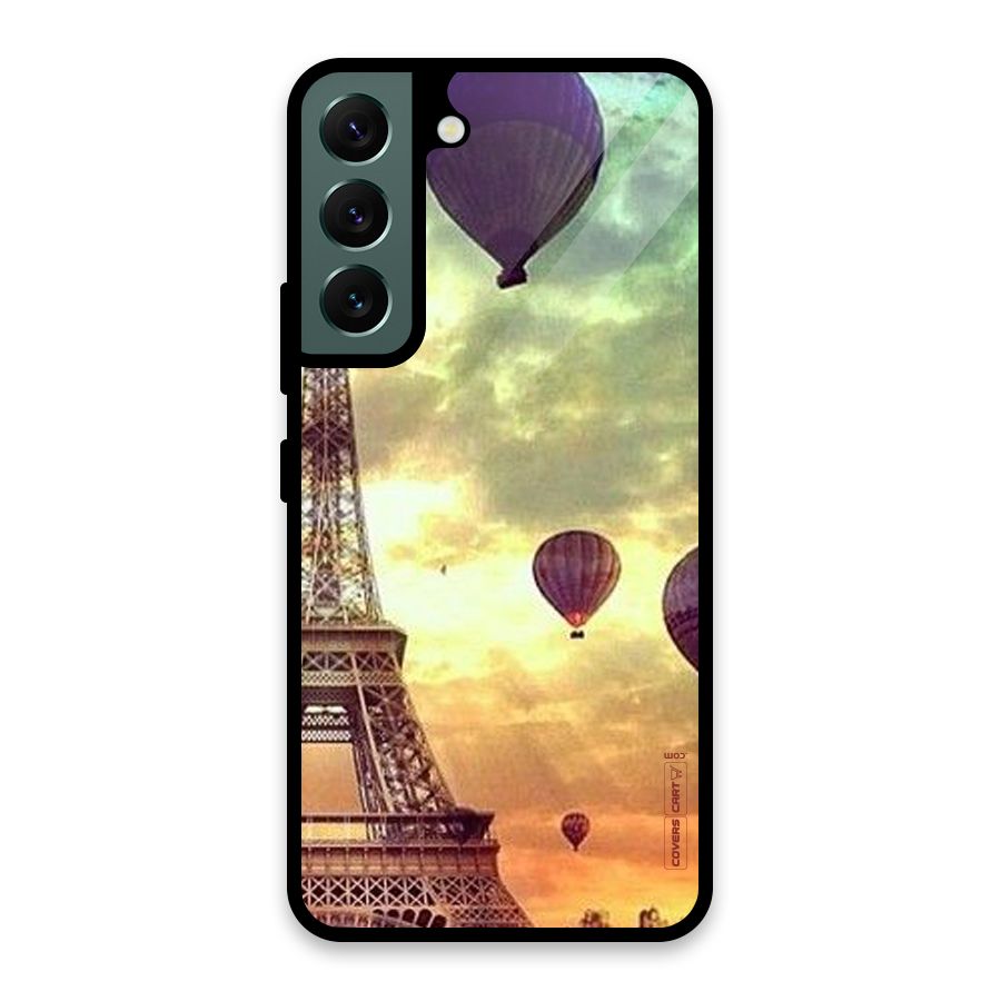 Artsy Hot Balloon And Tower Glass Back Case for Galaxy S22 5G