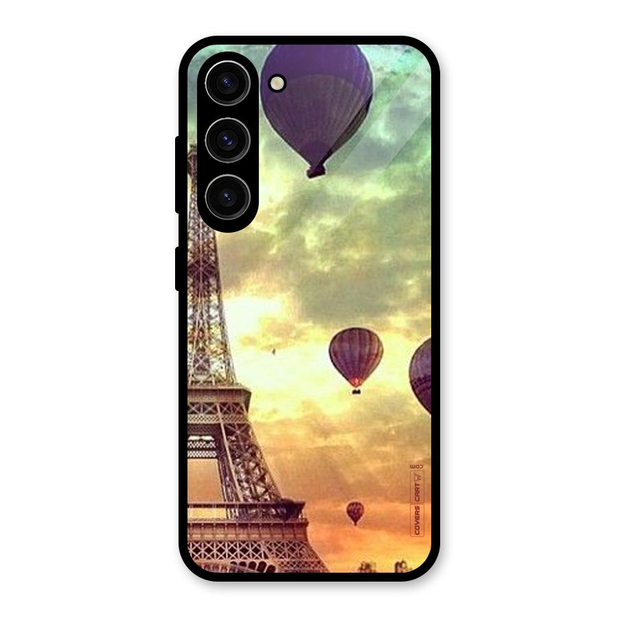Artsy Hot Balloon And Tower Glass Back Case for Galaxy S23