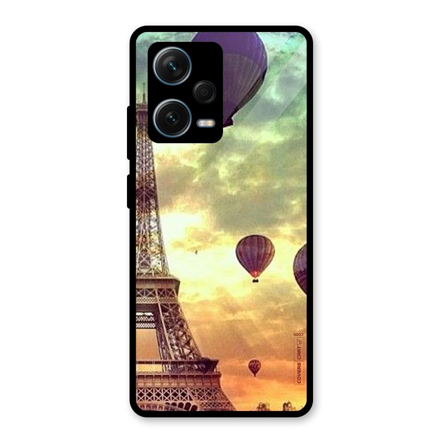 Artsy Hot Balloon And Tower Glass Back Case for Redmi Note 12 Pro Plus 5G