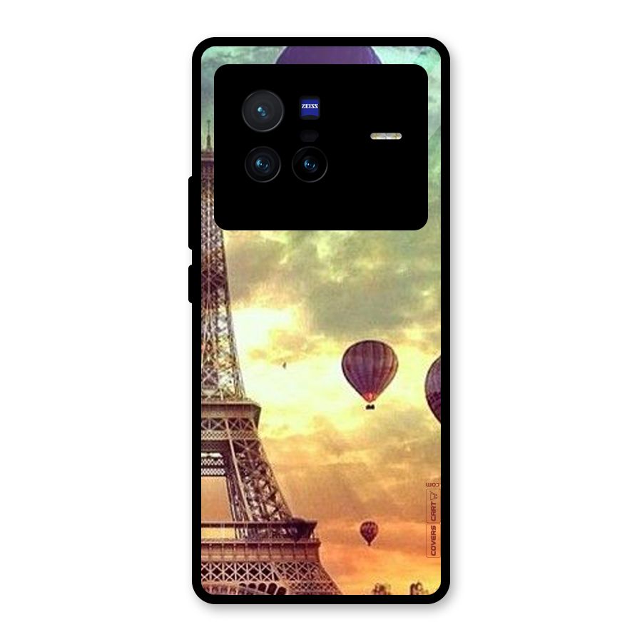 Artsy Hot Balloon And Tower Glass Back Case for Vivo X80