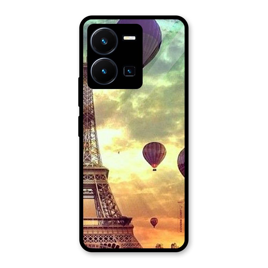Artsy Hot Balloon And Tower Glass Back Case for Vivo Y35