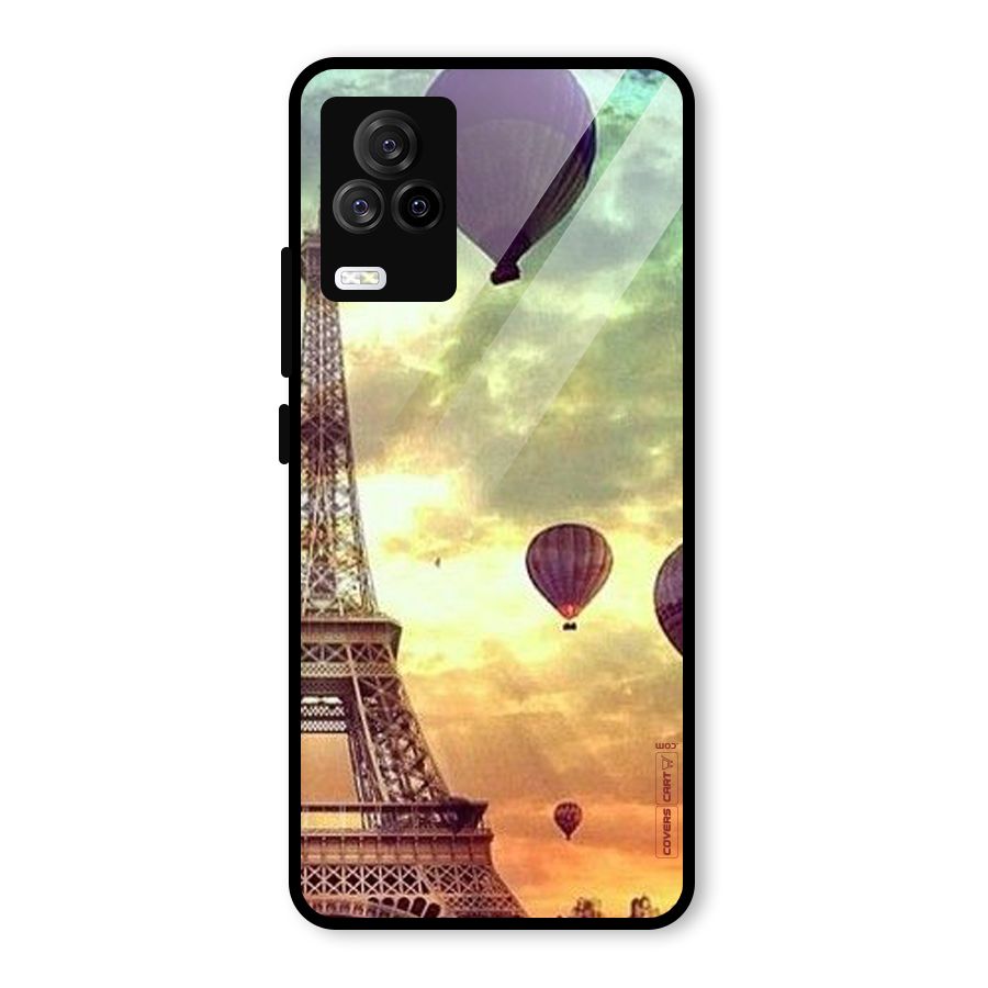 Artsy Hot Balloon And Tower Glass Back Case for Vivo iQOO 7 Legend 5G