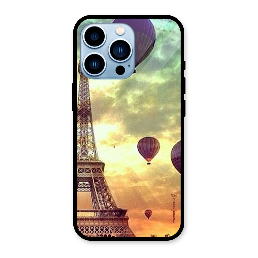 Artsy Hot Balloon And Tower Glass Back Case for iPhone 13 Pro