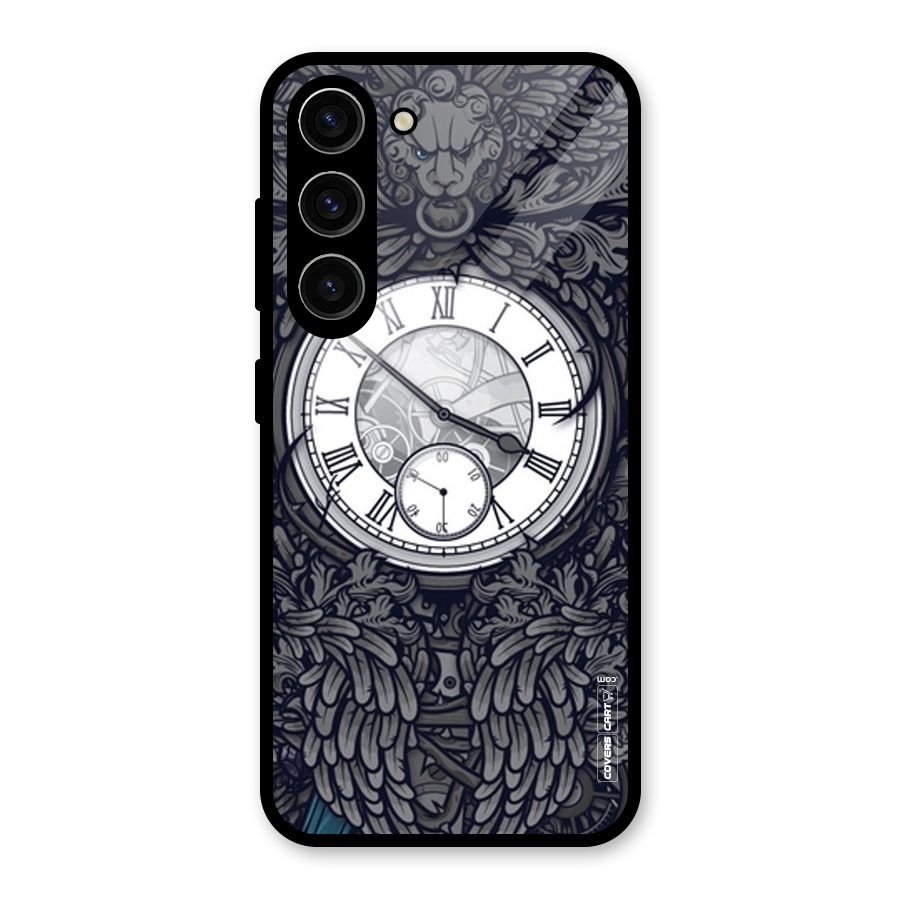 Artsy Wall Clock Glass Back Case for Galaxy S23
