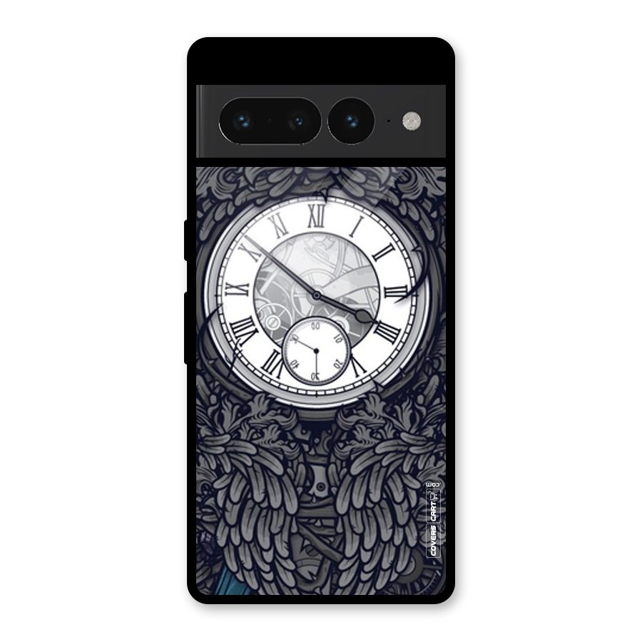Artsy Wall Clock Glass Back Case for Google Pixel 7 Pro