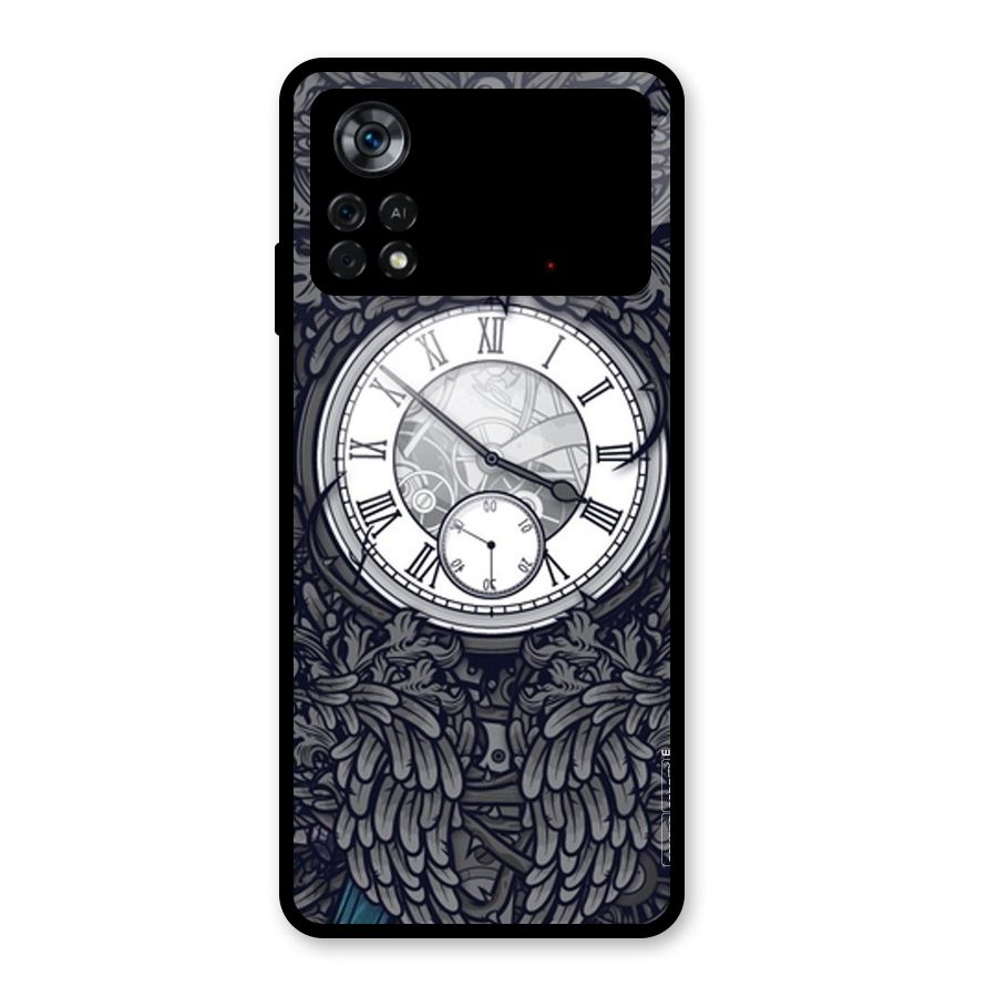 Artsy Wall Clock Glass Back Case for Poco X4 Pro 5G