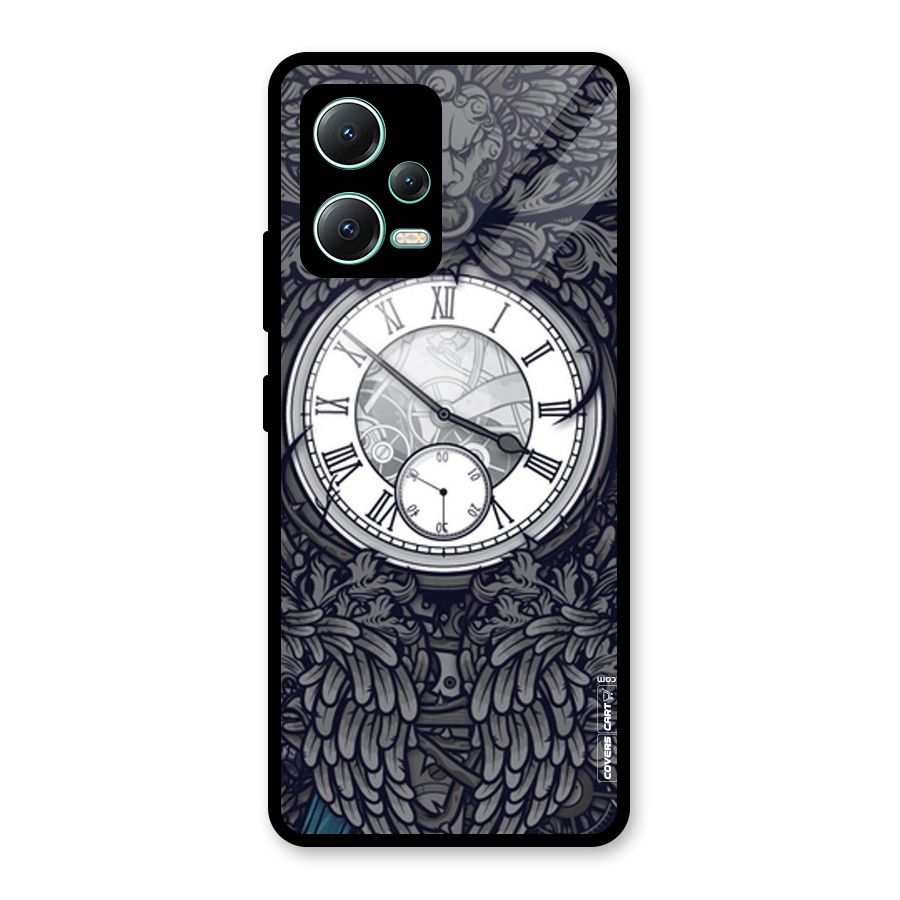 Artsy Wall Clock Glass Back Case for Redmi Note 12 5G