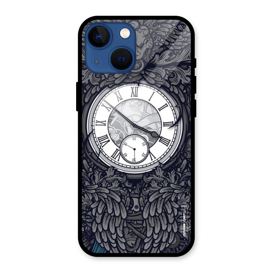 Artsy Wall Clock Glass Back Case for iPhone 13 Mini