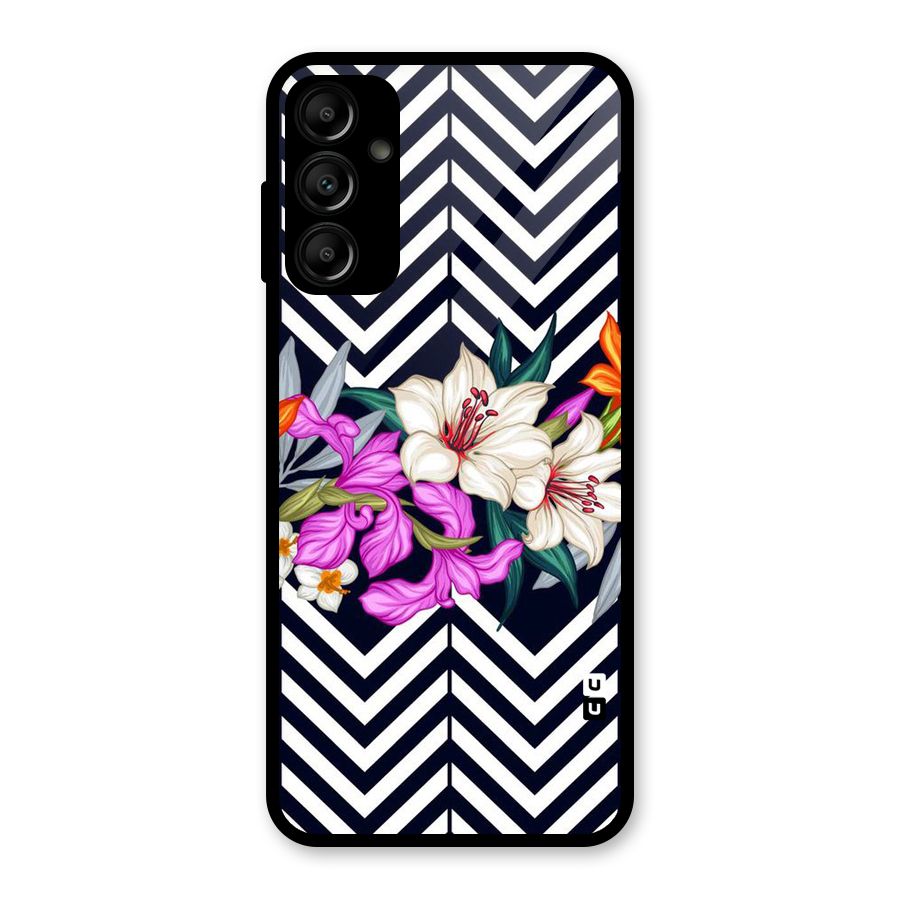 Artsy ZigZag Floral Glass Back Case for Galaxy A14 5G