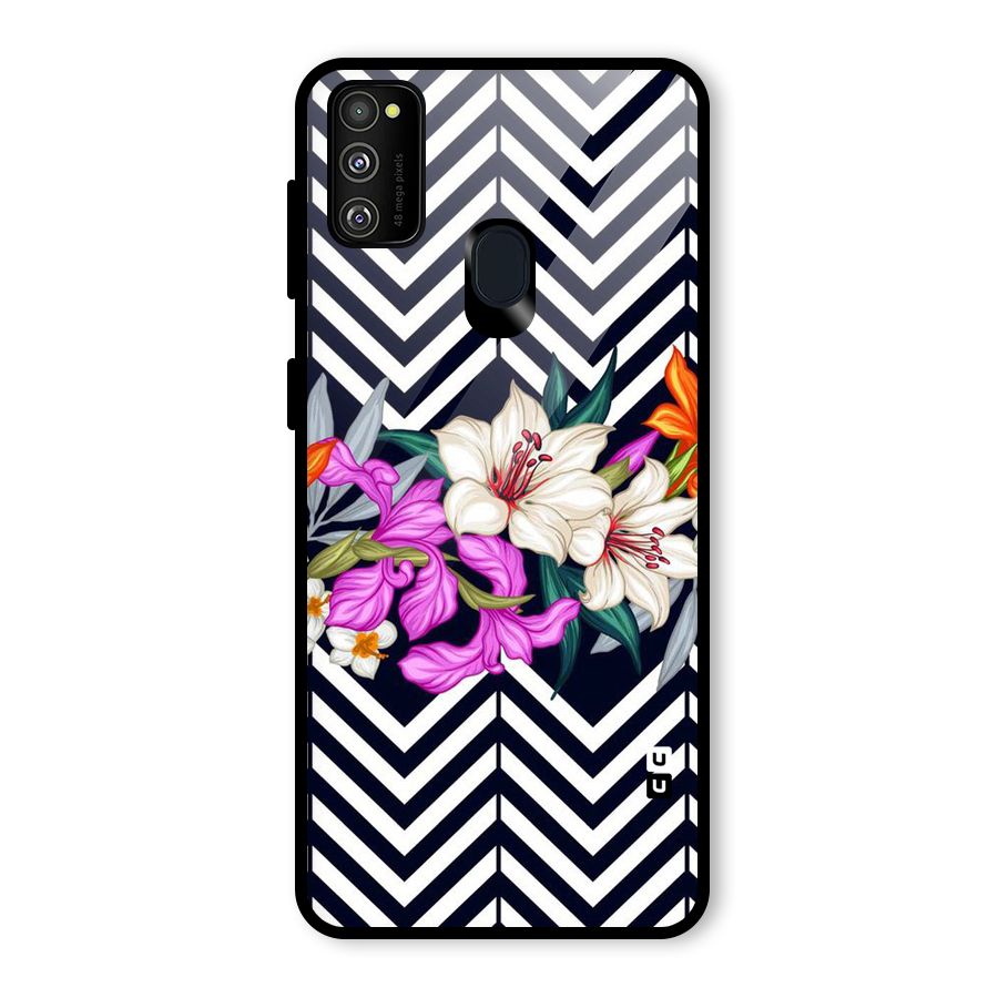 Artsy ZigZag Floral Glass Back Case for Galaxy M30s