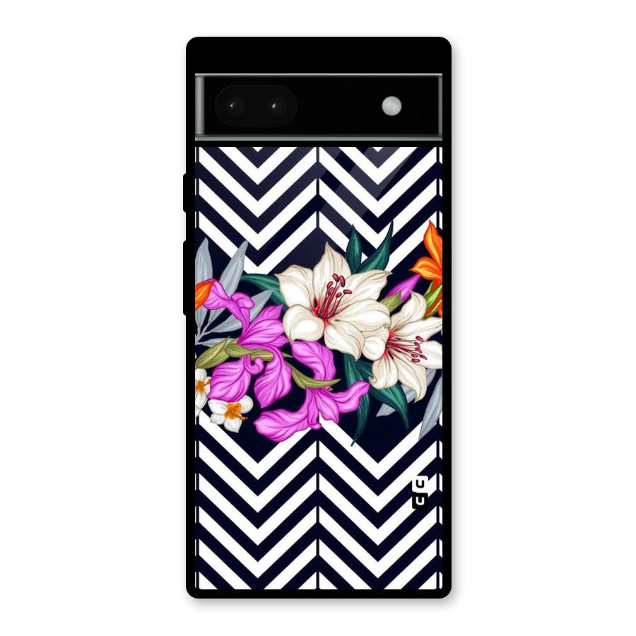 Artsy ZigZag Floral Glass Back Case for Google Pixel 6a
