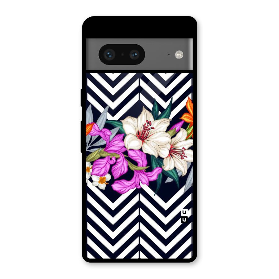 Artsy ZigZag Floral Glass Back Case for Google Pixel 7