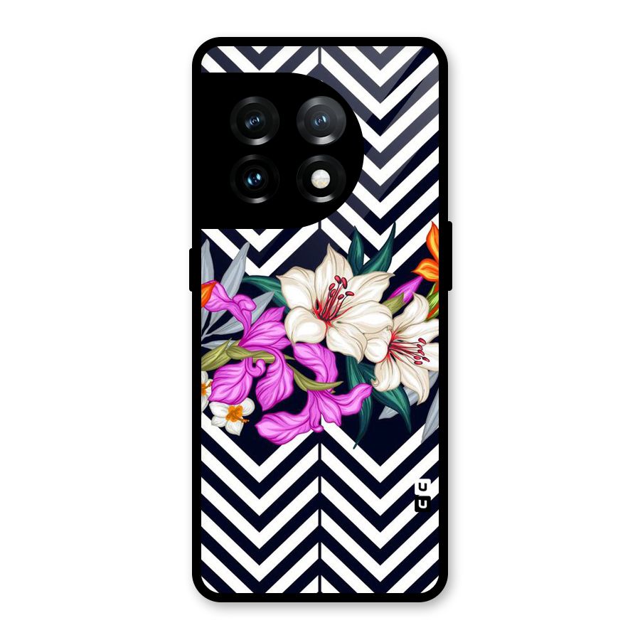 Artsy ZigZag Floral Glass Back Case for OnePlus 11