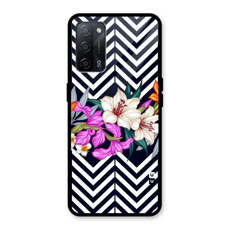 Artsy ZigZag Floral Glass Back Case for Oppo A53s 5G