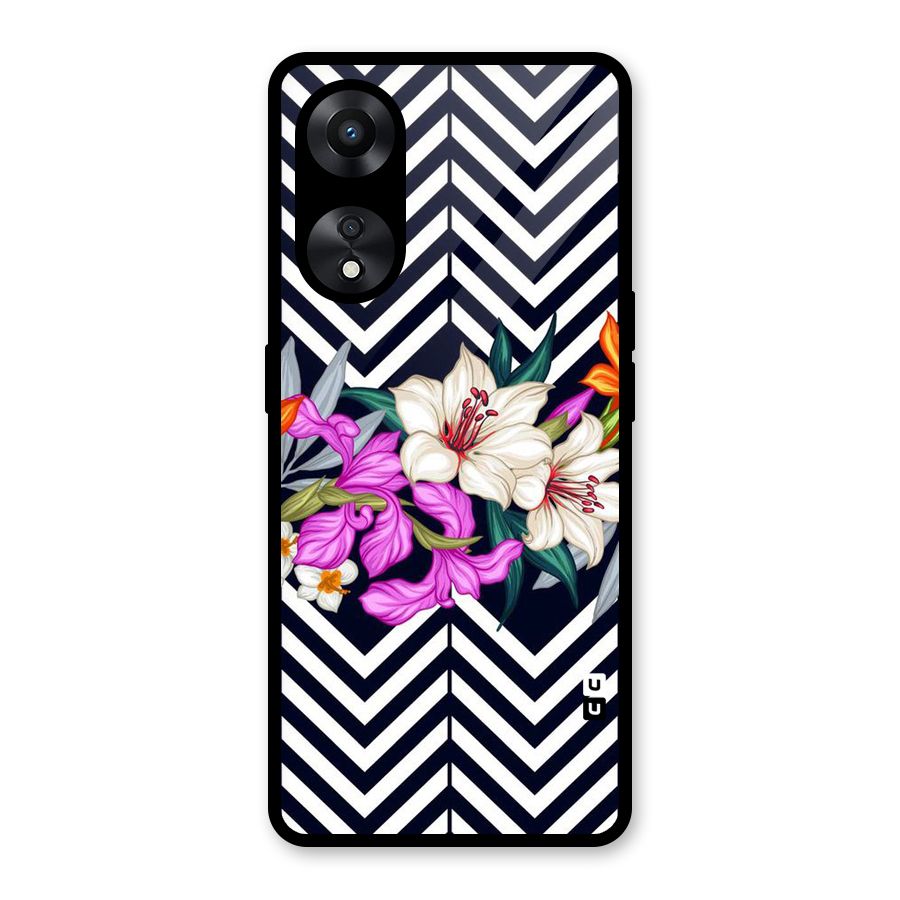Artsy ZigZag Floral Glass Back Case for Oppo A78