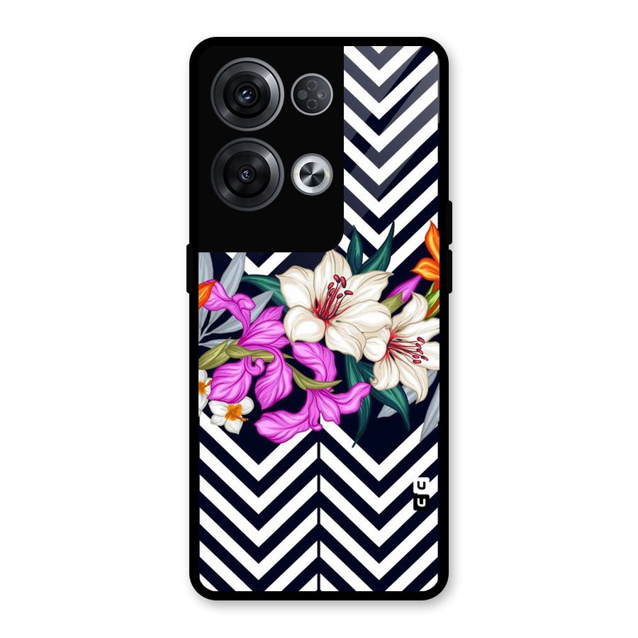Artsy ZigZag Floral Glass Back Case for Oppo Reno8 Pro 5G