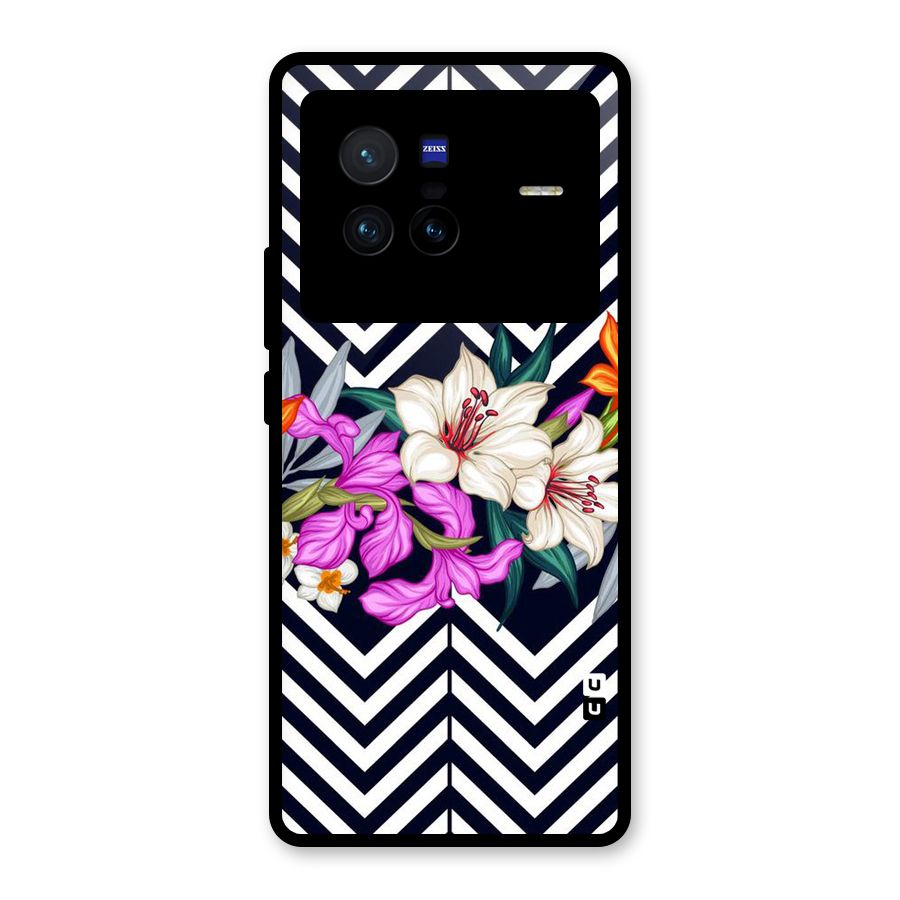 Artsy ZigZag Floral Glass Back Case for Vivo X80