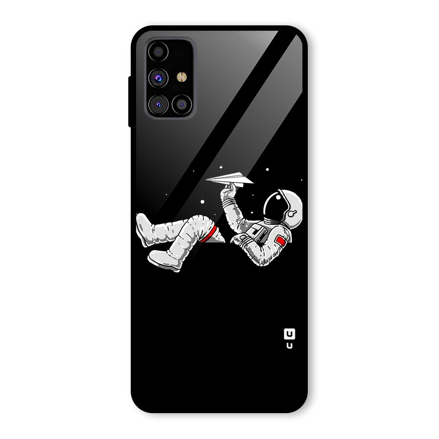 Astronaut Aeroplane Glass Back Case for Galaxy M31s