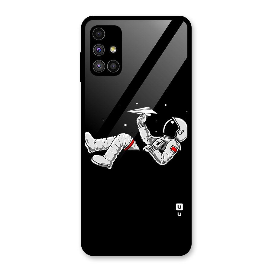 Astronaut Aeroplane Glass Back Case for Galaxy M51