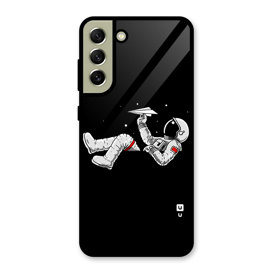 Astronaut Aeroplane Glass Back Case for Galaxy S21 FE 5G