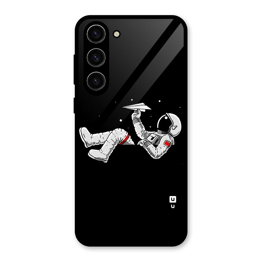 Astronaut Aeroplane Glass Back Case for Galaxy S23 Plus